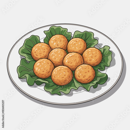 A delightful presentation of golden snacks arranged on a bed of leafy greens, emphasizing the appeal and deliciousness of food in a vibrant, artistic manner.