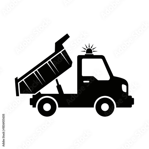 Dump Truck Silhouette Icon – Construction Loader Vehicle Vector Design
