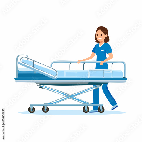 nurse with stretcher in hospital