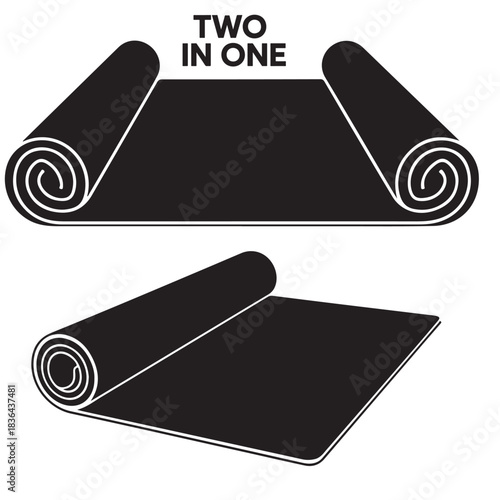 Two yoga mats one rolled and one unrolled for fitness and exercise concepts 