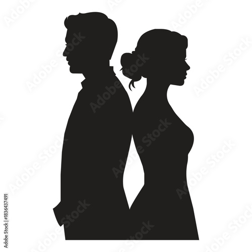 Romantic Couple Silhouette Set with Decorative Frames 