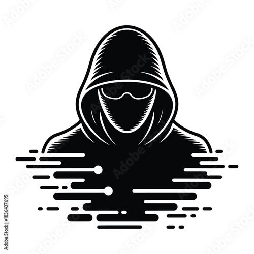 Hacker Cyber Threat Hooded Digital Crime Silhouette