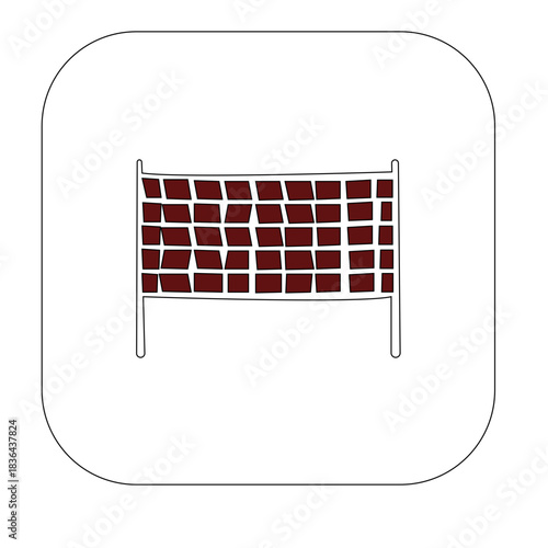 Volley ball net icon. Curved net pattern. Seamless design for sportswear or equipment like soccer goals, volleyball nets, basketball hoops, hockey nets, and athletic gear in black.
