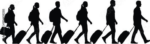 Collection of eight black silhouettes of slim, fashionable women posing seductively and confidently, isolated on a white background, representing beauty, glamour, and modern nightclub style.