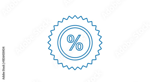 Blue percentage sign in a circle