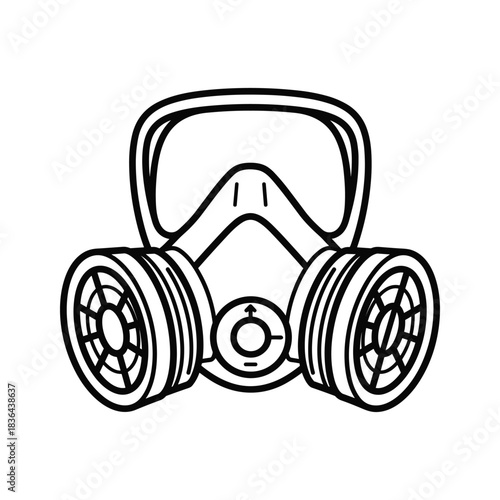 Full Face Respirator Mask with Dual Filters Outline Illustration