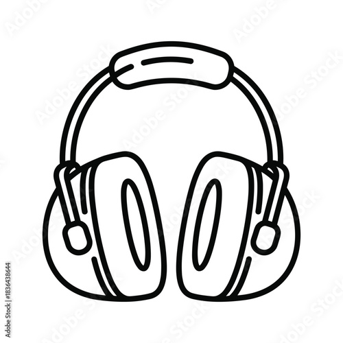 Simple Line Art Icon of Over-Ear Headphones