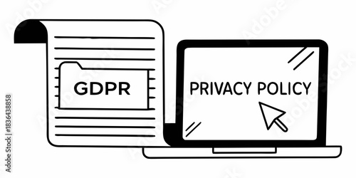 Gdpr folder on document next to privacy policy on a laptop screen with a cursor pointing at it