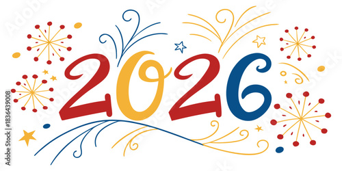 2026 Happy New Year logo design vector. colorful and trendy new year 2026 design template.