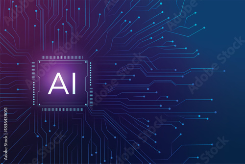 Artificial Intelligence Circuit Board Futuristic Digital Technology AI Abstract Concept