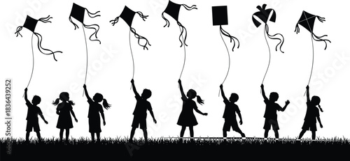 Collection of nine slim black female silhouettes in various sensual and fashionable posing stances, isolated on a white background, perfect for use in glamour, beauty, and nightclub marketing designs.