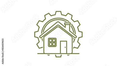 House with Gear - Home Automation and Smart Home Technology Concept.