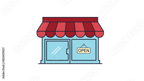 Illustration of a charming storefront with an open sign.