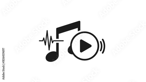 Music Play Icon with Sound Wave, Audio Symbol.