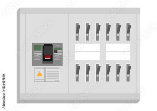 分電盤のイラスト（distribution board / breaker panel）