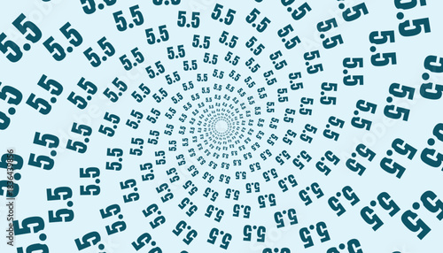 Abstract spiral pattern with repeating 5.5 numbers, dynamic vortex design for modern backgrounds and promotions.