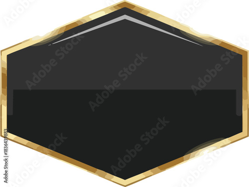 Elegant Black and Gold Hexagon Shape with Luxurious Border for Design Projects and Graphics