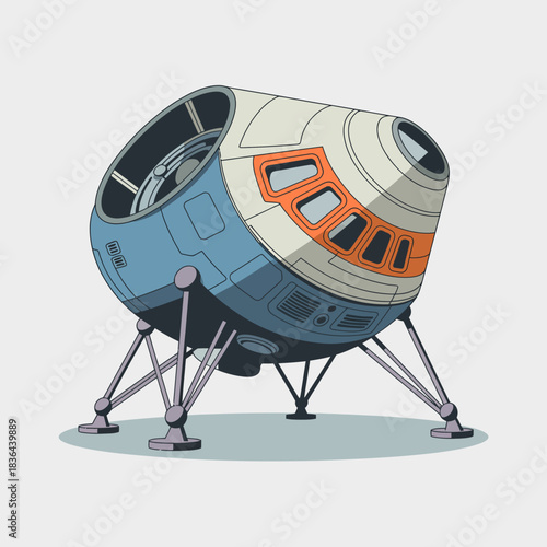This imaginative image portrays a futuristic space module landed on a pad, showcasing advanced design and technology, symbolizing exploration and the potential of space travel.