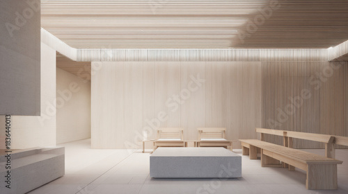 Wallpaper Mural 白木と石で包む静寂のミニマルラウンジ / Serene Minimal Lounge in White Oak and Stone
 Torontodigital.ca