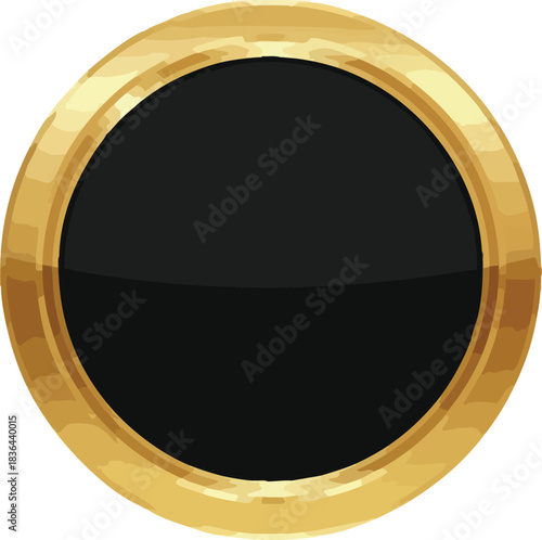 Sleek black circle within a golden border, creating a sophisticated emblem or design element