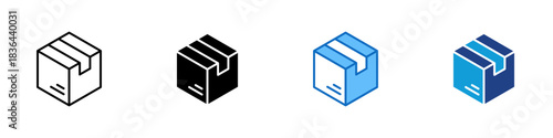 Package Multiple Style Icon Design Vector - closed parcel box symbolizing shipping, packing, mail, or product delivery