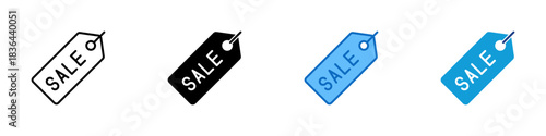 Sale Tag Multiple Style Icon Design Vector - price tag with the word SALE, representing discounts, promotions, and special offers