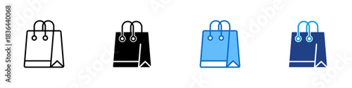 Shopping Bag Multiple Style Icon Design Vector - bag representing buying goods, retail shopping, packaging, or customer purchase