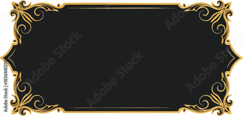 Elegant Black and Gold Ornamental Frame Banner for Creative Designs