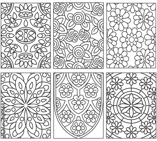 Comfy patterns coloring page bold and easy coloring book page patterns  mandala  flowers floral animals vector illustration line art black and white victor art illustration