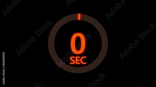 Five seconds circle countdown timer animation from 5 to 0 seconds on transparent background. countdown.