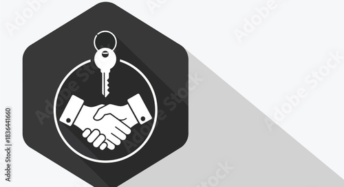 Illustration of a handshake with a key