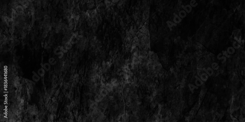 Abstract black painted watercolor paper texture, black grunge texture with scratches, dark cement wall background in vintage style, promote product and content on display and web design.