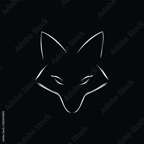 Silhouette of a fox head vector isolated black background