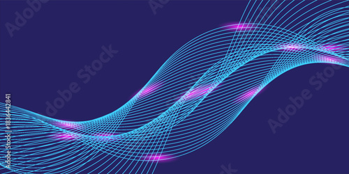 Abstract background with flowing particles. Dynamic waves. vector illustration.