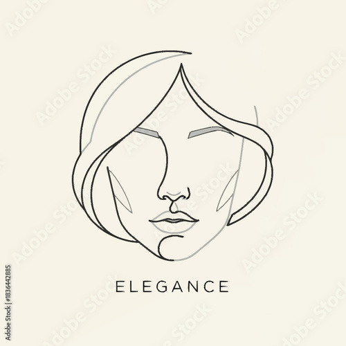 Elegant Line Art Portrait Depicting Graceful Facial Features.