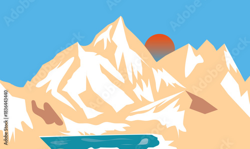 Serene Sunrise over Mountain Range