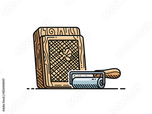 Carving tool and roller illustration