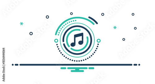 Music note icon with circular design elements