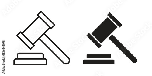 Gavel icons vector collection for web designs. flat icons