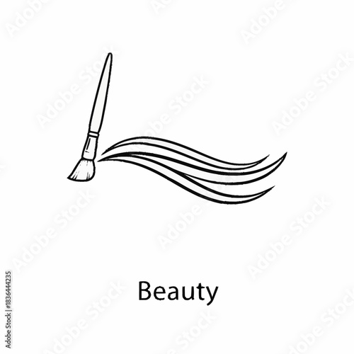 Hand drawn makeup brush creating an elegant wavy stroke line art.