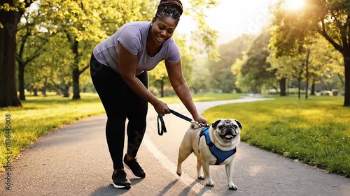 Senior Small Dog (Pug) Using Supportive Walking Harness Assisted by Owner Mobility Aid Video