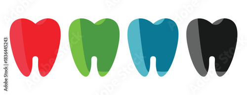 Molar Tooth Illustrations, Simple Flat Design Dental Health Concept