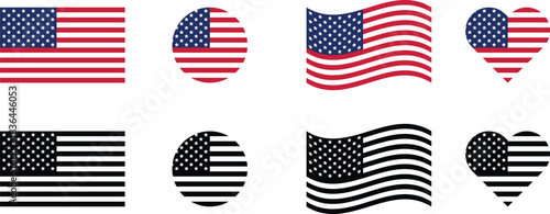 United States flag set icon. American flag USA design. united states flag. Rendered USA flag. the USA national flag