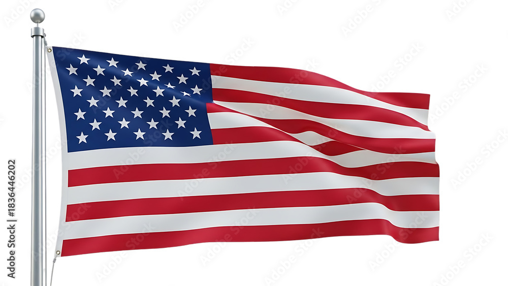Obraz premium The American flag waving proudly in the wind a symbol of freedom and independence on a clear day