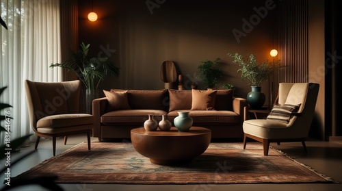 Warm Organic Modern Living Room Interior