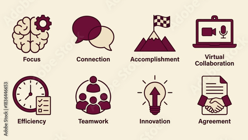 Essential Business Principles Icons for Success and Growth Strategy