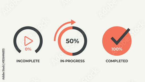 Project task completion status indicators workflow progress set design