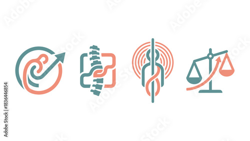 Modern Health and Legal Vector Icons Spine Human Balance Growth