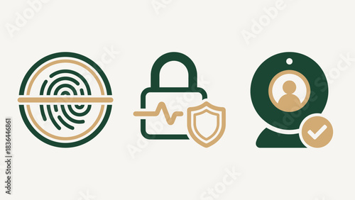 Biometric Digital Security Authentication and Identity Verification Icons