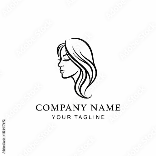 Elegant Woman Profile Logo Design for Beauty and Hair Salon Branding.
